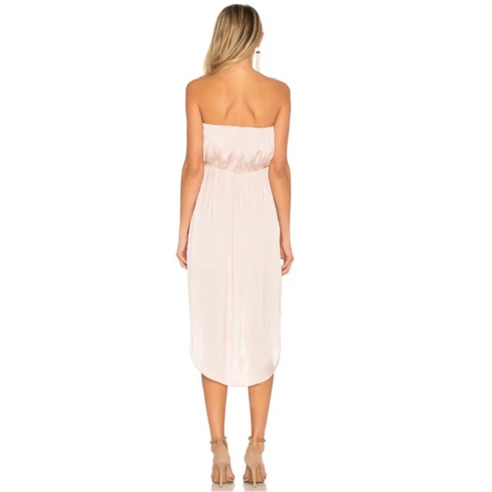 Lovers + Friends Night Lights Strapless Satin Midi Dress Champagne Sz XS Fairy - Picture 3 of 16